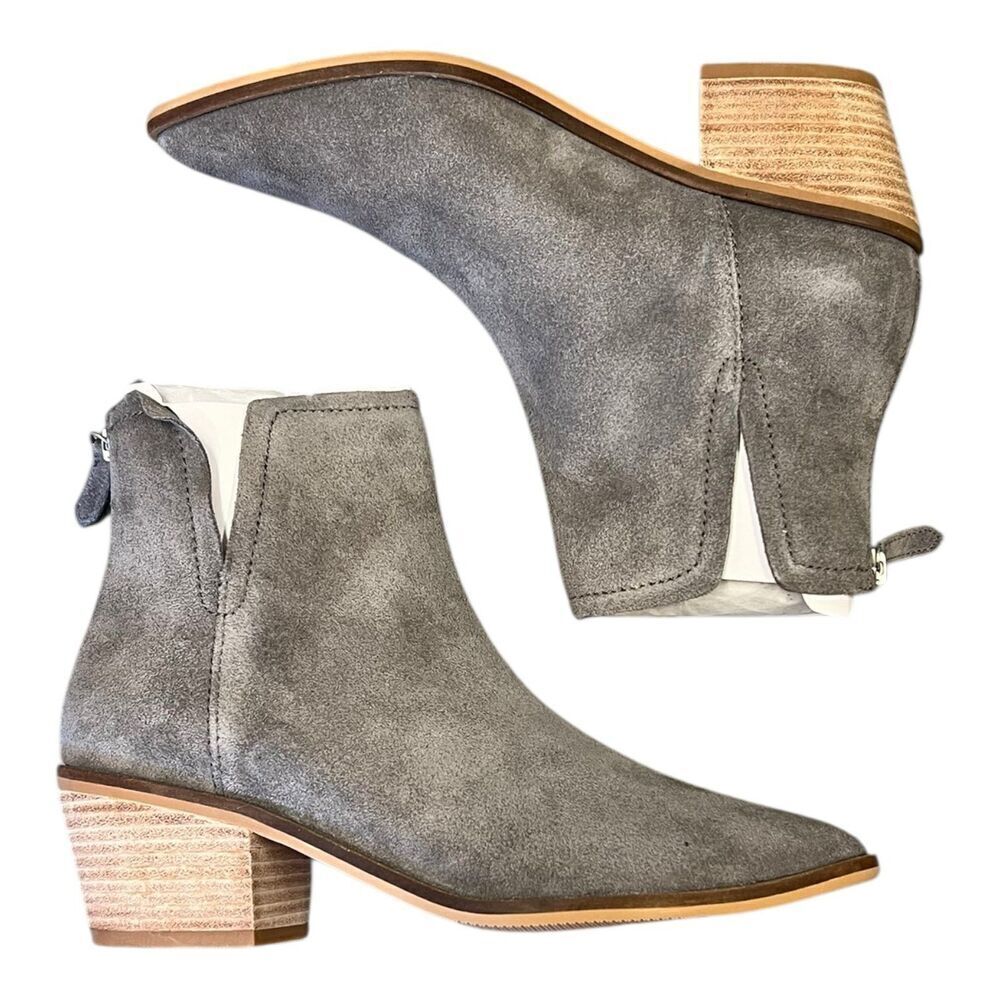 Lisa Vicky Stone Gray Split Noblex Suede Pointy Toe Bootie 8